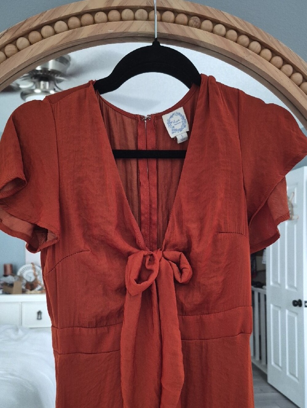 Blue Rain Rust High-Low Tie-Front Dress - Picture 2 of 4